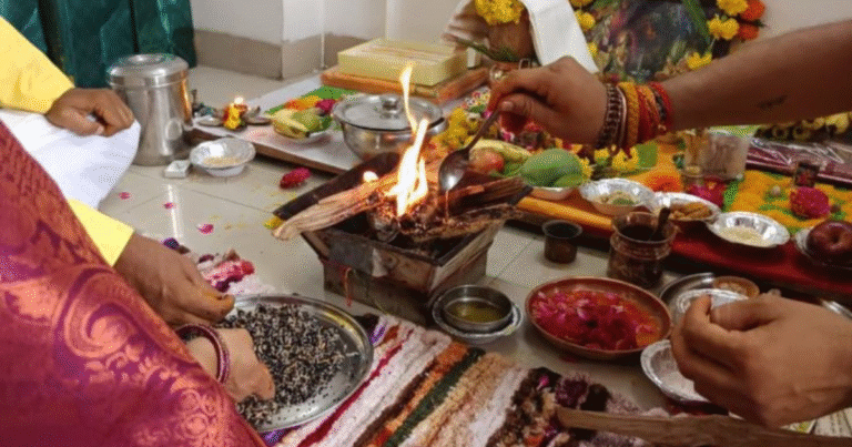 Online Havan for Grah Shanti setup with Pandit Ji guiding ritual